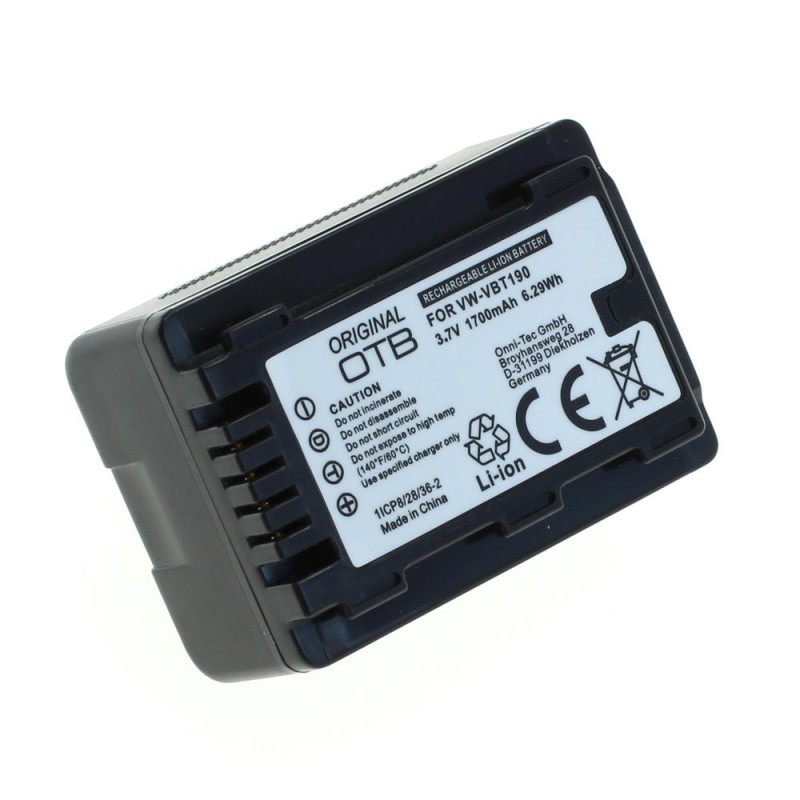 Panasonic VW-VBT190 Li-Ion 1700mAh utángyártott akkumulátor / akku Panasonic VW-VBT190 Li-Ion 1700mAh utángyártott akkumulátor / akku